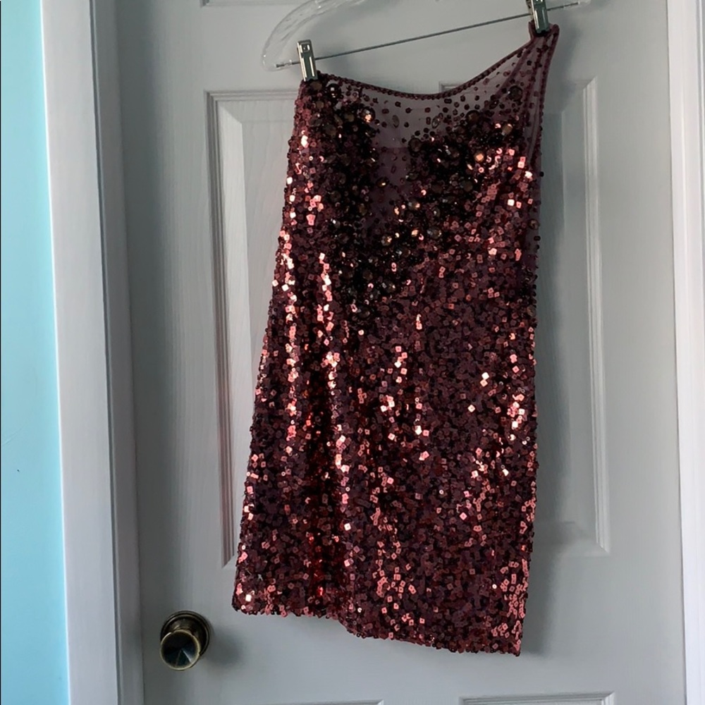 Sequin champagne mini dress